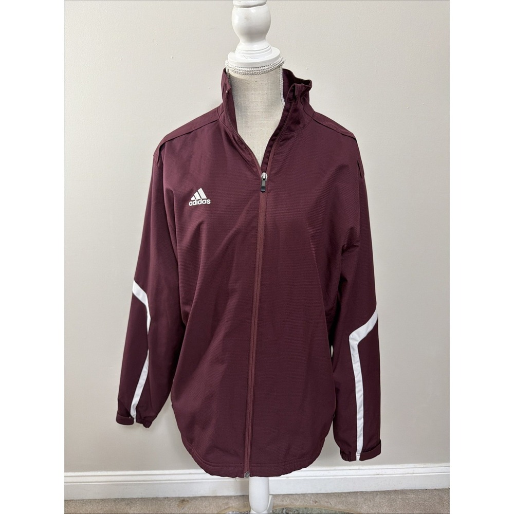 Adidas Maroon Full Zip Lightweight Jacket EUC Size Large‎